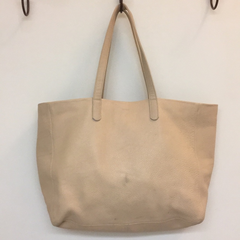 Baggu oversized leather tote in pink